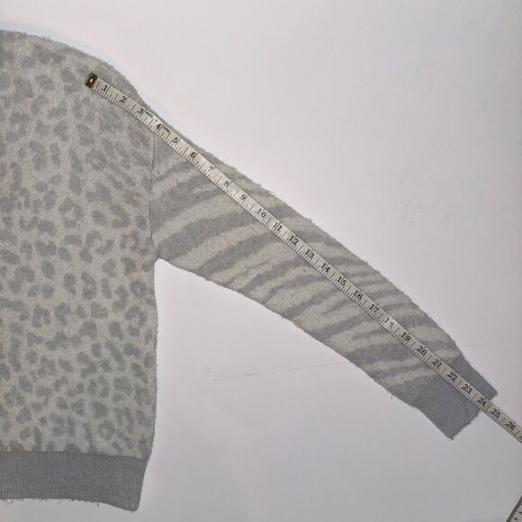 Rails Lana Leopard & Zebra Wool & Cashmere Blend Sweater Grey Pullover Luxury XS - Picture 12 of 16